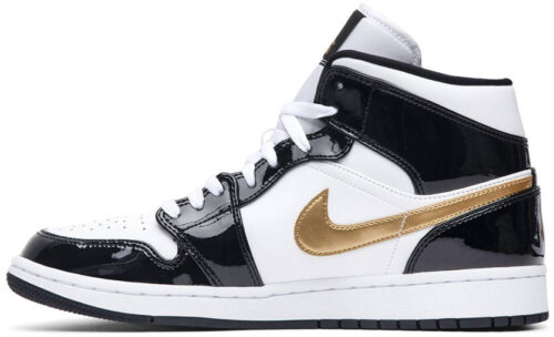 Nike Air Jordan 1 Mid Patent Golden Black