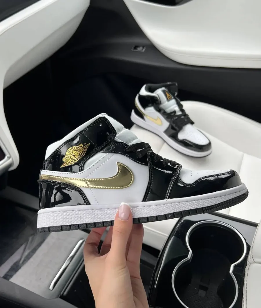 Nike Air Jordan 1 Mid Patent Golden Black