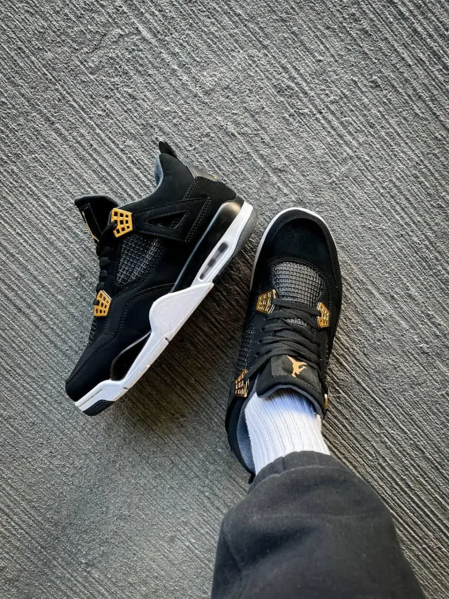 Nike Air Jordan 4 Retro Royalty Black Metallic Gold-White