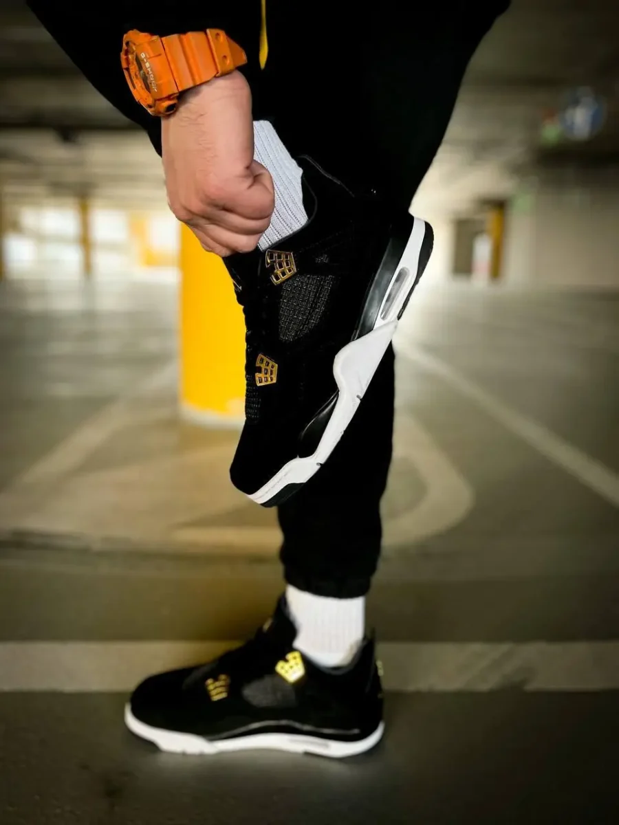 Nike Air Jordan 4 Retro Royalty Black Metallic Gold-White