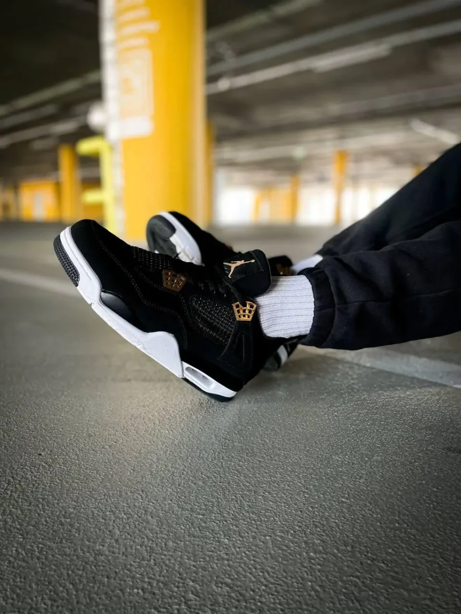 Nike Air Jordan 4 Retro Royalty Black Metallic Gold-White